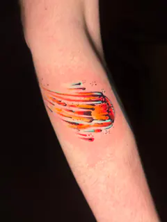 Blue gemstone and scissors tattoo by Dave