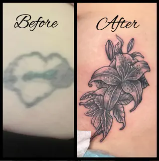 Color garden gnome, cardinal, frog, and bulldog chest tattoo