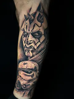 Blackwork moth tattoo on a torso