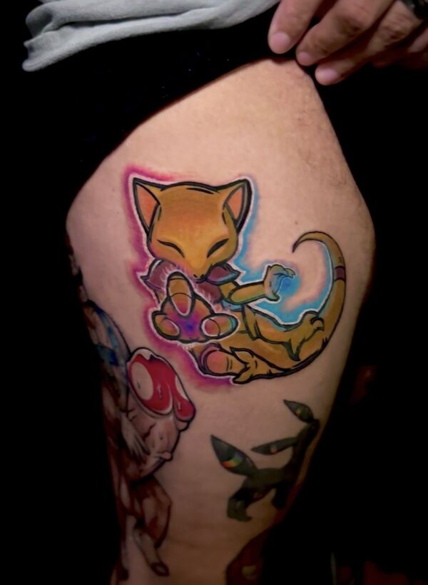 Mario Mnushroom Patch Style Tattoo